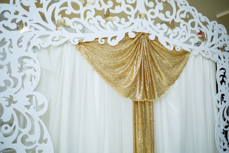 Wedding beautiful arch for the wedding ceremony of the newlywedsの写真素材