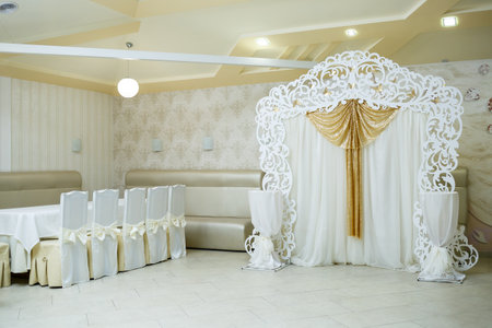 Wedding beautiful arch for the wedding ceremony of the newlywedsの写真素材