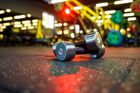Gym Workout Dumbbells, Fitness Muscle Pumping Equipmentの写真素材