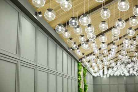 LED lamps in chandeliers indoors