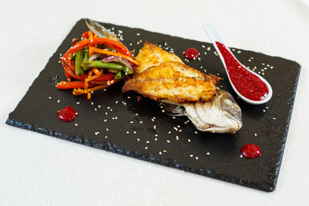 Delicious food in the restaurant on a plate