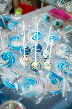 delicious sweet candies and biscuits for kids on their birthdayの写真素材
