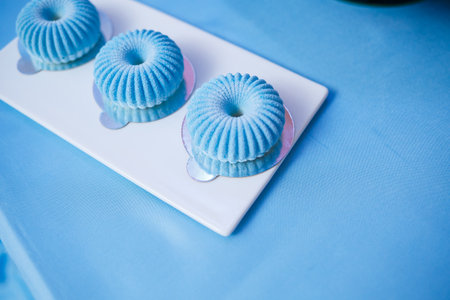 Sweet cupcakes and cakes for a children's party. Confectionery.の写真素材