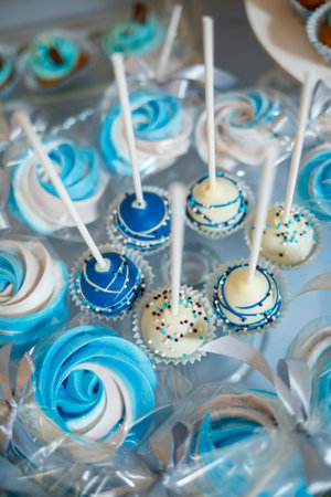delicious sweet candies and biscuits for kids on their birthdayの写真素材