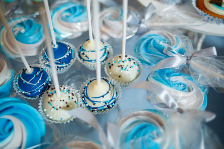 delicious sweet candies and biscuits for kids on their birthdayの写真素材