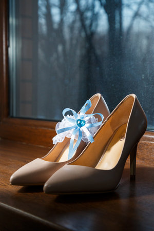 women's wedding leather shoesの写真素材