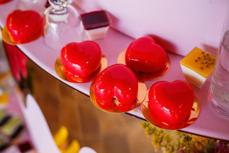 Beautiful and delicious cakes on a festive dayの写真素材