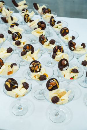 Delicious dish on the buffet table. Cold appetizers from the chef for the celebrationの写真素材