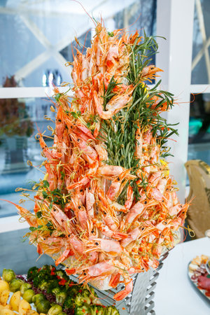 Delicious dish on the buffet table. Cold appetizers from the chef for the celebrationの写真素材