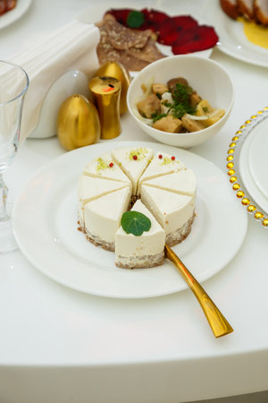 Delicious dish on the buffet table. Cold appetizers from the chef for the celebrationの写真素材