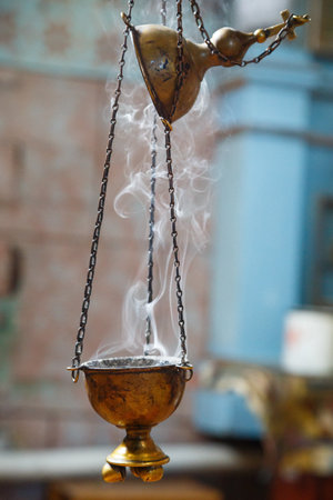 Church censer with smoke religion