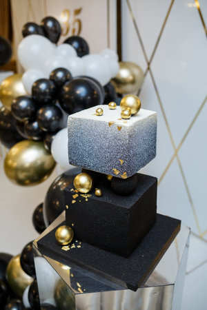 Beautiful big cake on a festive dayの写真素材