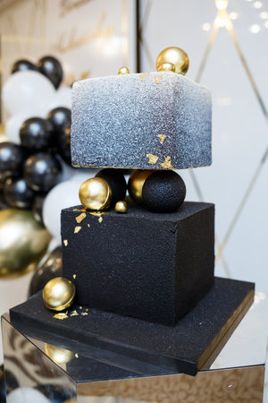 Beautiful big cake on a festive dayの写真素材