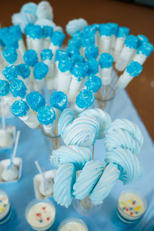 sweet cupcakes and cookies for children on birthdayの写真素材