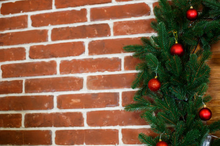New Year decorations in red and green colors
