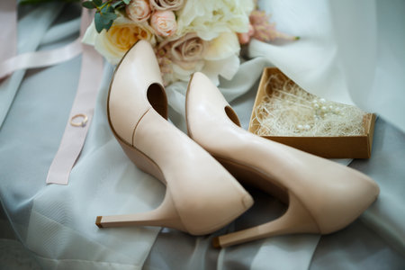 wedding accessories bride on the wedding dayの写真素材