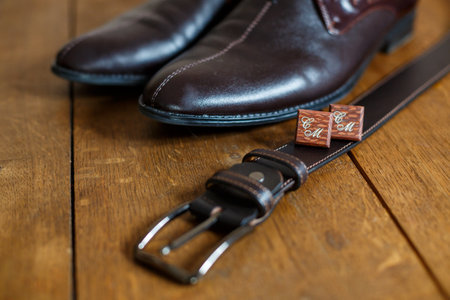 groom's accessories on the wedding dayの写真素材