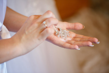 wedding accessories bride on the wedding dayの写真素材