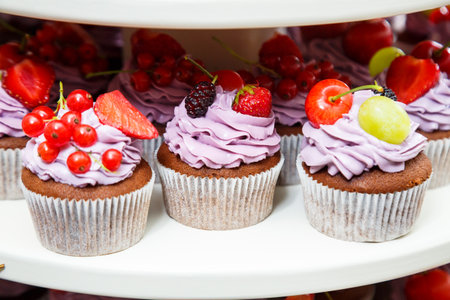 Beautiful and sweet wedding cake for newlywedsの写真素材