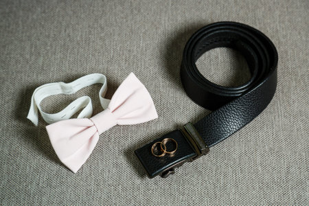 men's wedding accessories on the wedding dayの写真素材