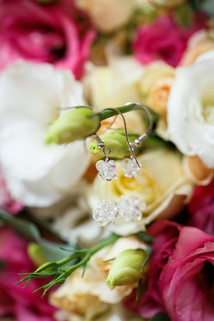 wedding accessories bride on the wedding dayの写真素材