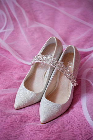 women's wedding leather shoesの写真素材