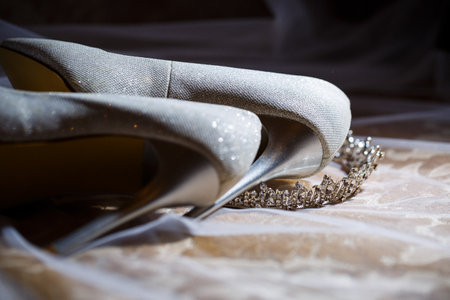 wedding accessories bride on the wedding dayの写真素材