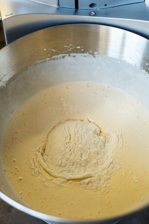 Beating cream for a sweet dessert in a food processor. Cream nozzleの写真素材