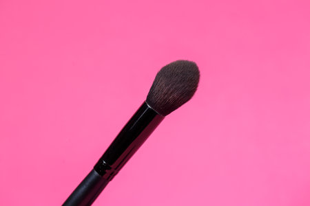 Makeup brush for eyes. Eyeliner. Sponge applicator for blending the pencil.の写真素材