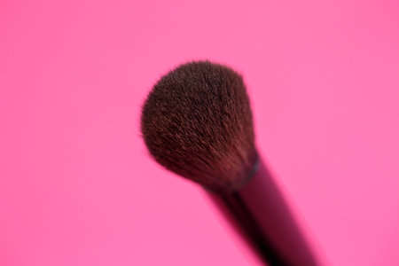 Makeup brush for eyes. Eyeliner. Sponge applicator for blending the pencil.の写真素材