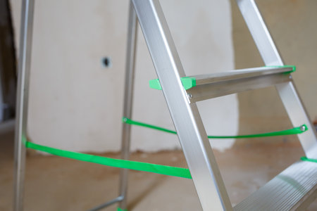 Metal aluminum ladder for repairsの写真素材