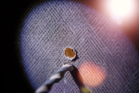 Drilling a wall with a concrete drill for a drillの写真素材