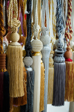 Decorative ties from textiles for curtains curtainsの写真素材