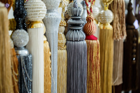 Decorative ties from textiles for curtains curtainsの写真素材