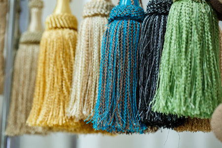 Decorative ties from textiles for curtains curtainsの写真素材