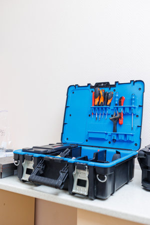 A large box of repair tools. Tools for the repairmanの写真素材