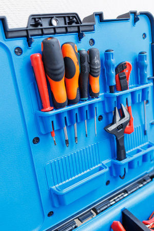 A large box of repair tools. Tools for the repairmanの写真素材