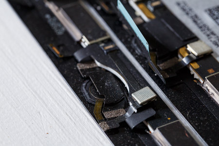 Parts for the repair of modern gadgets, part of the board for the computerの写真素材