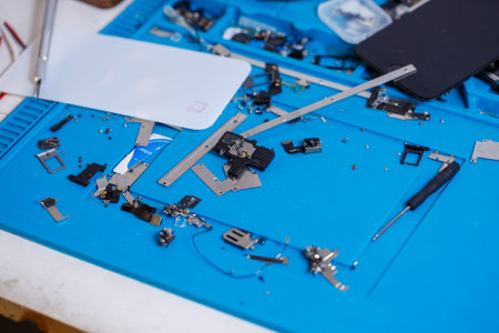 Parts for the repair of modern gadgets, part of the board for the computerの写真素材