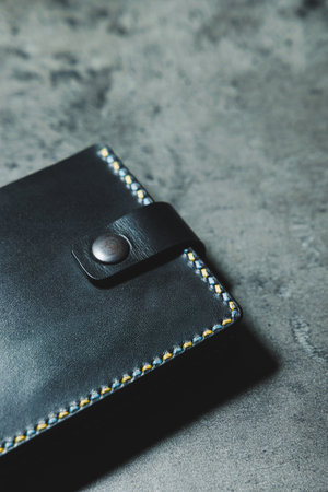 Black men's wallet made of genuine leather. Men's black purse.