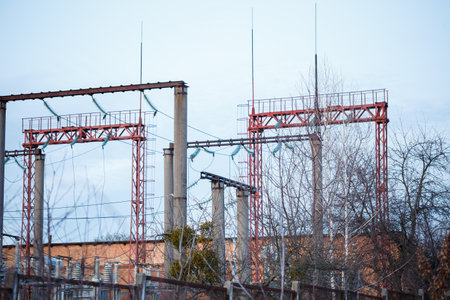 powerful power plant with old parts requiring replacementの写真素材