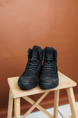 Men's leather shoes, black men's winter boots. Trail shoes