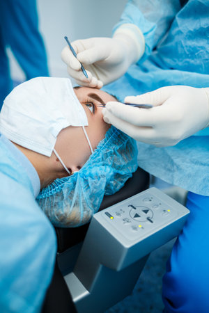 Medical laser eye correction. Medicine technology eye operation.の写真素材