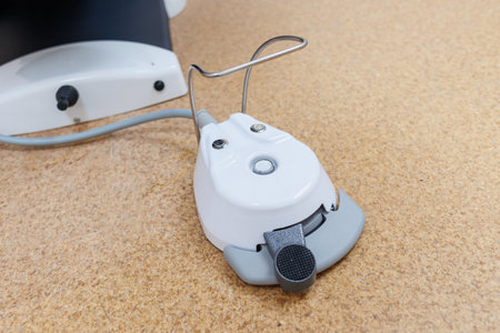 Modern dental clinic, dental chair and other accessories used by dentists in medical light.の写真素材