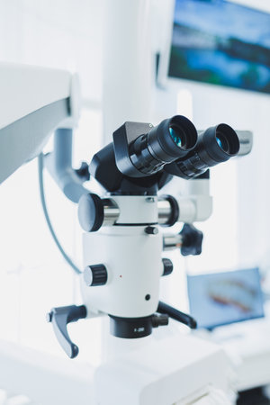 Dental microscope in a modern dental office. Modern dental treatment.の写真素材