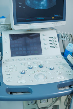 Ultrasound machine for body examination. Modern apparatus in the doctor's office.
