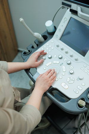 Ultrasound machine for body examination. Modern apparatus in the doctor's office.の写真素材