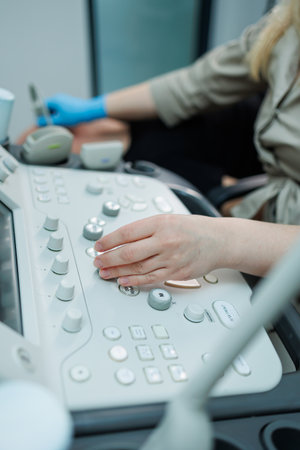 Ultrasound machine for body examination. Modern apparatus in the doctor's office.の写真素材