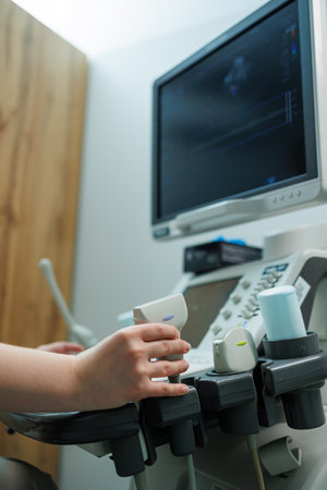 Ultrasound machine for body examination. Modern apparatus in the doctor's office.