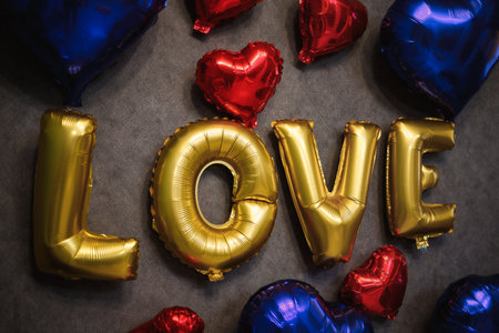 Valentine's Day. Inflated balls. Photo zone for Valentine's Dayの写真素材
